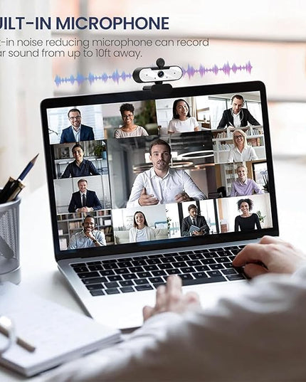 USB HD 1080P Video Webcam and Wide Angle Camera with Built-in Microphone and Rotatable Tripod,for Laptop Computer or Desktop PC,Great for Live Streaming.Calls.Video Conferencing -1 (White)