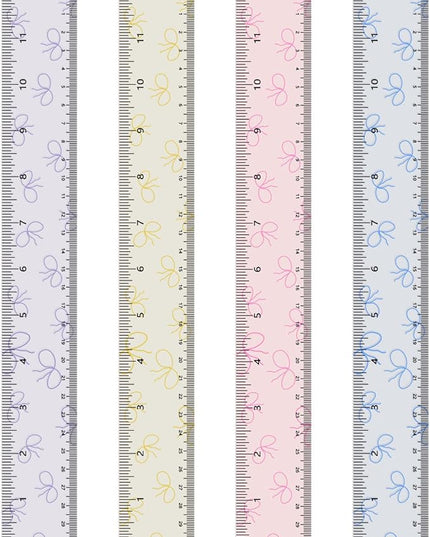 BAYTORY 4Pcs Transparent Acrylic Ruler 12 Inch, Clear Plastic Straight Rulers, Shatterproof Student Stationery Centimeters with Inches, for Classroom Essentials School Supplies (Bowknot)