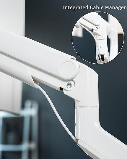 VIVO Heavy Duty Dual Ultra-Wide Monitor Tension Arm for up to 45 inch Screens, Holds 44 lbs per Arm, Premium Desk Mount Monitor Stand for 2 Ultrawides, White, STAND-V200DW
