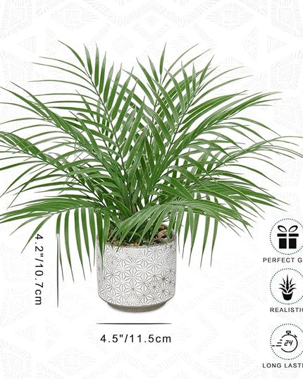 Hollyone Large Artificial Potted Plants Fake Palm Plants 16" Faux Tropical Palm Plant Tree in Ceramic Pots Bohemian for Home Room Office House Indoor Decoration