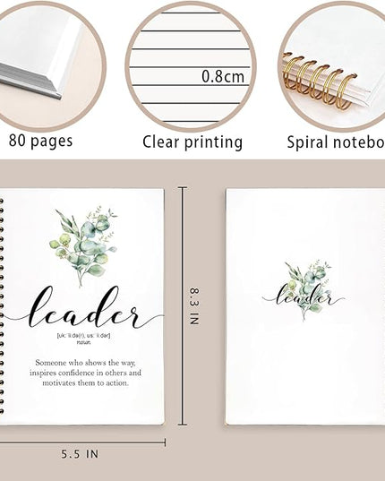 LIANHW Leader Gifts Notebook, Appreciation Gift for Leaders, Work Notebooks for Note Taking, Work Journal for Women Men Coworkers, Leader Definition Journals for Writing,Office Spiral Notebook 5.5x8.3 Inch