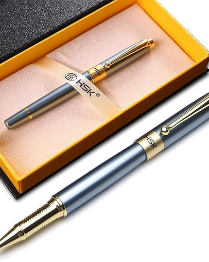 HSK Ballpoint Pens Luxury gift Pen Black Refill Line width 0.5mm,Best Ball Pen Gift Set for Men & Women Professional Executive,Office,Nice Pens Classy Gift Box (Blue)