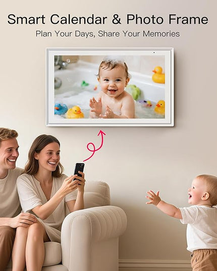 15.6 Inch Digital Calendar, Full HD Touchscreen Smart Planner for Family Schedules - Wall & Desk Mount, Great for Seamless Daily Planning & Household Organization, with LED Reminder Light