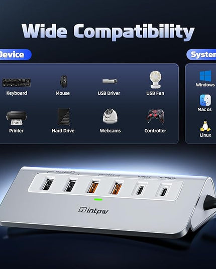 P9 PRO USB C Hub 10Gbps, 9-in-1 USB C Docking Station with 4K@60Hz HDMI, Type-C & 2 Type-A 3.2, 2 USB-A 2.0, PD 100W, SD/TF Port,Aluminum USB Hub for Laptop, iPhone 17 Series, MacBook Air/Pro