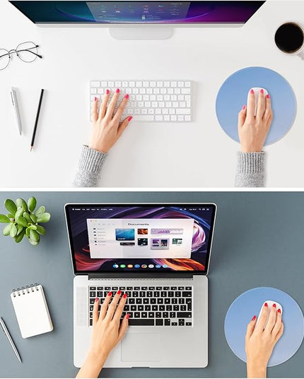 ITNRSIIET Mouse Pad Non-Slip Rubber Base Smooth Surface Stitched Edges Waterproof Durable Compatible with All Mice for Office & Gaming, Desk Accessory, Diameter 8.7 inch, Azure Gradient