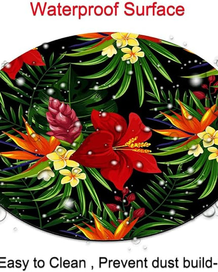 Rainforest Seamless Pattern Tropical Leaves, Tropical Jungle Plants and Exotic Flowers Round Mousepad, Personalized Custom Design Mouse Pads，Mousepad for Laptop Computers(plant1)