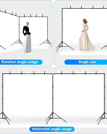 Photo Video Studio Large 20x7ft Adjustable Backdrop Stand, Photography Background Support System Kit with 310° Angle Rotatable Connector, 8 Clamps, 3 Sandbags and Carrying Bag