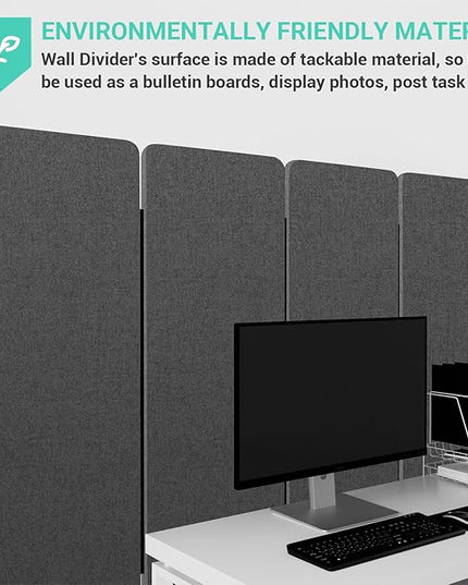 Soundproof Room Divider W/Wheels, 66in Office Dividers for Sound Proofing & Reducing, Sound Proof Dividers for Office Partitions Portable Acoustic Wall Divider (Dark Grey, 4 Panel-95''Wide)