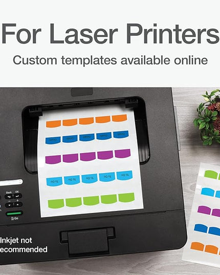 Redi-Tag Laser Printable Tabs, Permanent Index Tabs, Customizable Adhesive Labels, Assorted Tropical Colors, 1.125" x 1.25", 375 Per Pack (1006789)