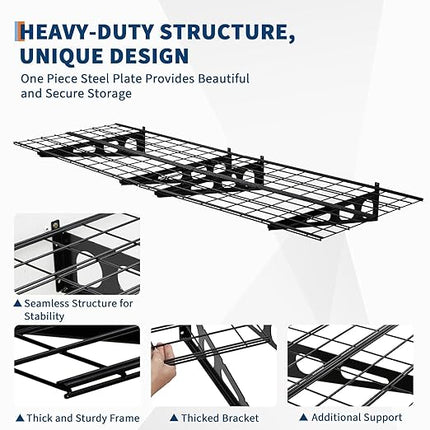 Garvee 2 Pack 2x6 ft Garage Storage Shelving Wall Mounted, 24 in-by-72 Wall Shelf Garage Storage Rack Floating Shelves, Wall Shelves Storage Garage for Warehouse,Tool Room,Kitchen Laundry,Garage ﻿