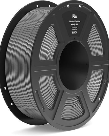ELEGOO PLA Filament 1.75mm Space Gray 1KG, 3D Printer Filament Dimensional Accuracy +/- 0.02mm, 1kg Spool(2.2lbs) Fit Most FDM 3D Printers