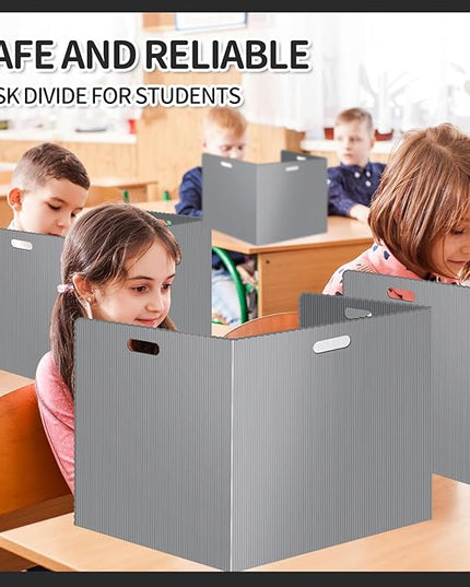 24 Pcs Desk Dividers for Students Plastic Durable and Waterproof Privacy Folders Shields Test Dividers with Classroom Privacy Boards for School Study Teacher Supplies (24pcs Grey)