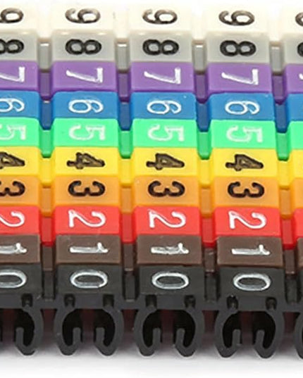 Clip-on String Wire Marking Boxed Plastic Digital Number Wire Label Tube Set Colorful Cable Marker (100PCS -2.5MM)