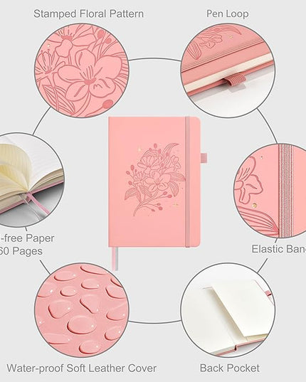 &And Per Se Lined Journal Notebook for Women&Men with Pattern, 160 Pages 100GSM Thick Paper, A5 Hardcover Journals for Writing(Blush)