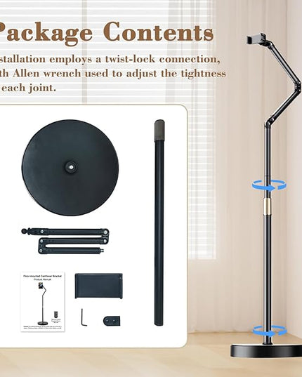 iBooMas iPad Stand,Tablet Floor Stand with Wireless Remote, Full-Angle Adjustable Overhead Phone Mount for Bed, 66" Tall Metal Stand with Heavy Base for iPad iPhone Kindle 4.7-12.9 Inch