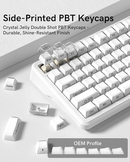 L75 Wireless Mechanical Keyboard with Knob, 75% Hot Swappable Custom Gaming Keyboard Gasket Structure with RGB Backlit, Pre-lubed Switches, Crystal Jelly PBT Keycaps, 2.4GHz/USB-C/BT5.0 Mode