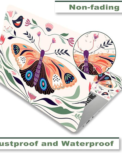 Laptop Skin Sticker Decal,12" 13" 13.3" 14" 15" 15.4" 15.6 inch Laptop Vinyl Skin Sticker Cover Art Protector Notebook PC (2 Wrist Pad Skins Included), Waterproof Removable, Butterfly Birds