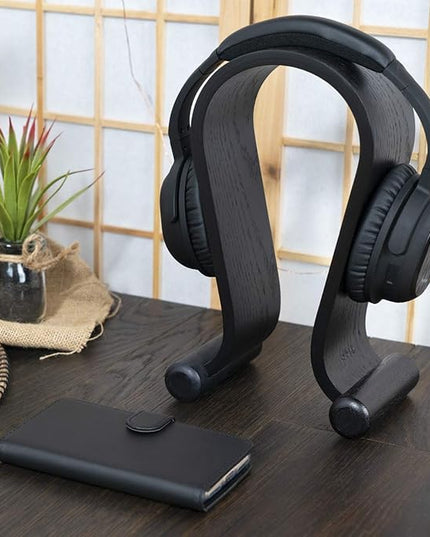 kalibri Wooden Omega Headphone Stand - Universal Headset Wood Hanger - Holder for Gaming Headsets DJ Studio Headphones & Earphone Display - Oak
