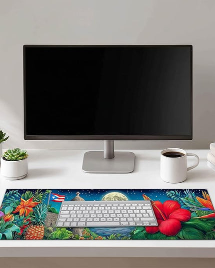 Large Mouse Pad Gaming Mousepad 31.5 x 11.8 Inch Keyboard Desktop Mat Diatomite XL Mouse Pad for Home and Office Desk Accessories with Tropical Coast Moonlight Floral Artwork