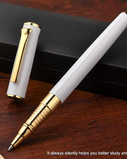 YIVONKA Luxury Ballpoint Pen Black Refill Line width 0.5mm,Best Office Pen Gift for Men & Women Professional Executive,Nice BallPens Classy Gift Box (White)