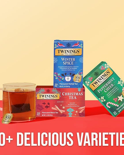 Twinings Holiday Variety Pack Tea Bags, Christmas Tea and Winter Spice, 20 Count (Pack of 4), Enjoy Hot or Iced