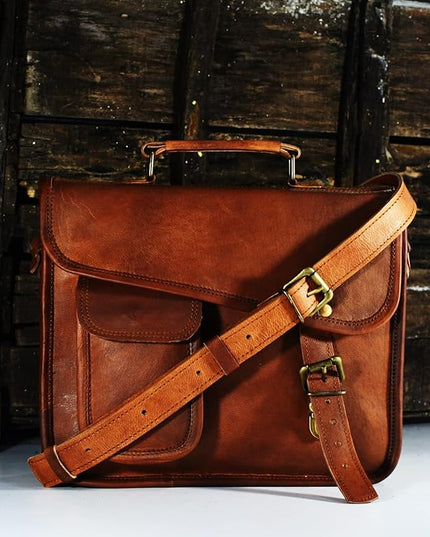 URBAN DEZIRE Men's Genuine Leather Small Briefcase Messenger Satchel Ipad Tab Tablet Bag 11 compatible with Apple product
