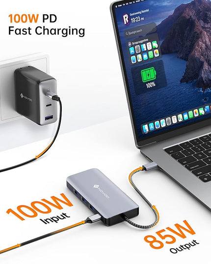 USB C Docking Station, NOVOO Triple Display Type C Hub Dual Monitor HDMI 4K@60Hz DP Multiport Adapter 4USB Ethernet SD/TF 100W PD Dongle Data for Dell/Surface/HP/Lenovo Thinkpad Laptop