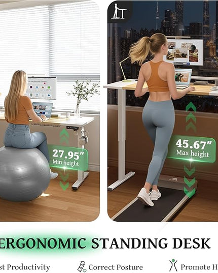 SIAGO Electric Standing Desk Adjustable - 48 x 24 Inch Sit Stand up Desk with 0.8 Inch Thick Tabletop - Adjustable Height Table with 3 Memory Preset, Cable Management for Home Office