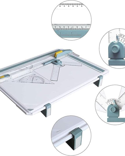 Frylr Inch A3 Drawing Board Drafting Table Multifunctional Drawing Board Table with Clear Rule Parallel Motion and Angle Adjustable Measuring System