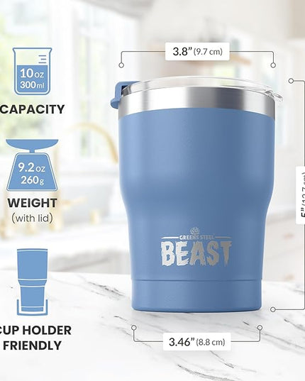 Beast 10 oz Tumbler Stainless Steel Vacuum Insulated Coffee Ice Cup Double Wall Travel Flask (Stormy Sky)