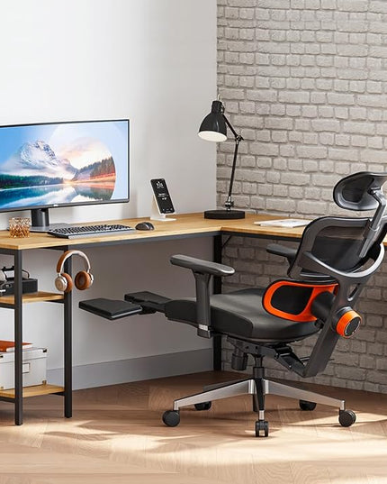 Newtral Ergonomic Office Chair with Fully Adaptive Lumbar Support, 136°Tilt Function, Computer Desk Chair with Soft 4D Armrest, Adjustable Headrest (Supreme Without Laptop Tray, Black)
