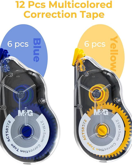 M&G 12 pack 68.9 Feet correction tape,826.8FT/ 252M in total, Correction tape bulk for Office, Note Taking, Journal,Easy to Use Applicator for Instant Corrections