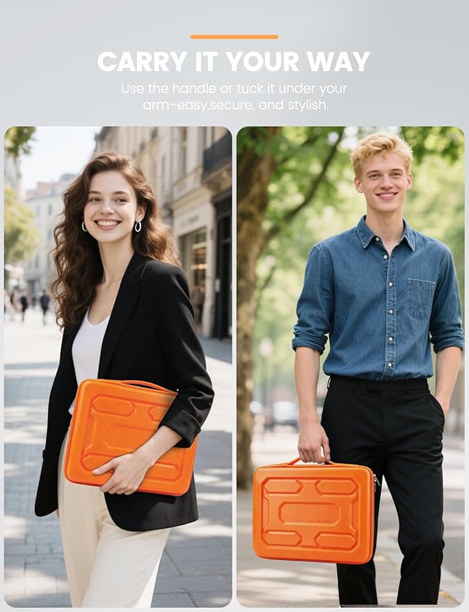 DOMISO 13.3 inch Laptop Sleeve with Handle Shockproof Computer Bag Waterproof EVA Protective Carrying Case for 13-13.3 inch Notebooks/13 MacBook Air/MacBook Pro Retina/Dell XPS 13/HP,Orange