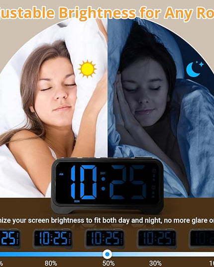 Loud Alarm Clock for Heavy Sleepers Adults, Vibrating Bed Shaker Alarm Clock for Teens/Deaf People, 7.5" Large Screen Digital Alarm Clock, Dual Alarm, Nightlight, Brightness Adjustable, Bedroom, Dorm