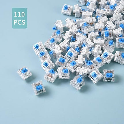 ELUTENG 110 PCS Switch Replacement 3 PIN Mechanical Keyboard Switches, Clicky, Accurate Typing, Dustproof,Universal Replacement Parts for Office and Gaming (Blue)