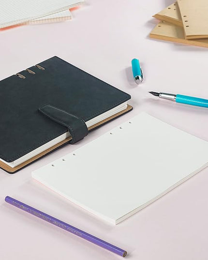 A5 Loose Leaf Refill Paper, 210x142mm, 135 Sheets Plain White Planner Refills, 6 Ring Binder Compatible, 100GSM Insert Papers for Notebooks, School, Office, College Notes, Journaling & Printing