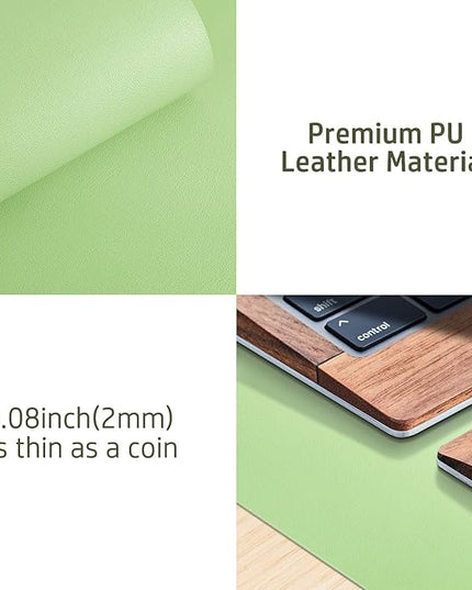 Aothia Leather Desk Pad Protector, Mouse Pad, Office Desk Mat, Non-Slip PU Leather Desk Blotter, Laptop Desk Pad, Waterproof Desk Writing Pad for Office and Home (31.5" x 15.7", Foam Green)