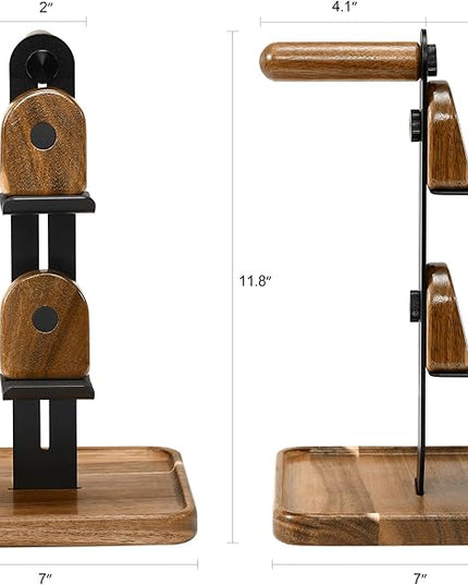 Game Controller&Headphone Wood Stand for Desk, Adjustable 2 Tiers Game Controller Holder for PS/Xbox/Switch/Nintendo,Accessories Managment,Wood,Black