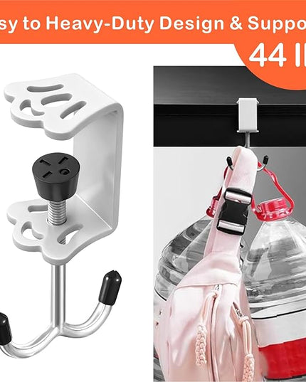 5 Pcs Adjustable Purse Hooks Heavy Duty J Clamp Hooks Bag Hanger for Table, Bag Holder for Table for Desk Key Backpack【White】