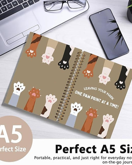 Funny Cat Notebook, Cats Lover Gifts Notebooks for Note Taking, Cat Mom Lady Gifts for Women Journal, Leaving Your Mark Cute Kitten Paws Journals for Writing, 5.5x8.3 Inch