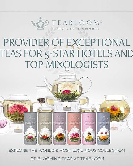 Teabloom Wellness Tea Collection – Fruit & Herbal Assortment with 12 Plant-Based Pyramid Sachets, Organic Ingredients, Elegant Presentation Box, Thoughtful Gift for Tea Lovers