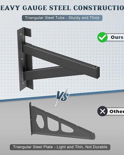 2 Pack Heavy Duty Garage Wall Shelving Set (1x4ft), Wall Mounted Garage Shelves 700lbs Capacity, 12"x48" Shelf Storage Rack Floating Shelves, Black