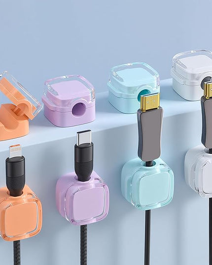 8 Pack Magnetic Cable Clips – Adjustable Cord Holder for Desk, Nightstand, Car, Office | Adhesive Cable Clips & Wire Clips for Cable Management | Organize Charger Holders for Cords, Phone Cord Holder