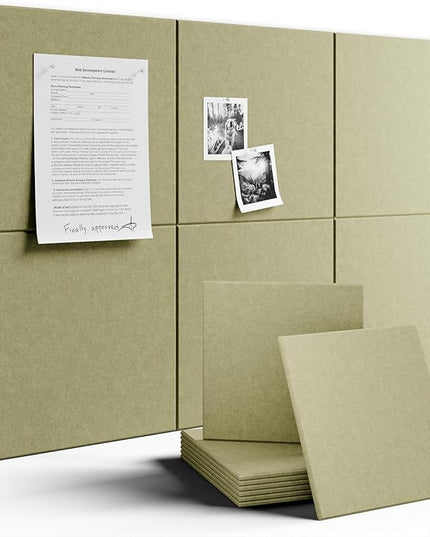 Fluxynara Large Felt Bulletin Board 36" x 24"Cork Board Alternative - 6 Pack with 40 Safe Removable Adhesive Tabs, Cork Boards for Walls Cork Board for Home Office Classroom Pin Board (Olive Green)