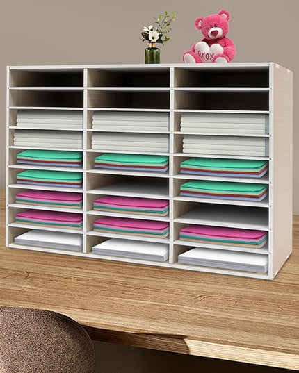 Literature Organizer 27 Slots Compartments Desktop File Sorter Mail Center Paper Storage Cabinet Home & Office Mailbox School Classroom Keepers (Grey)