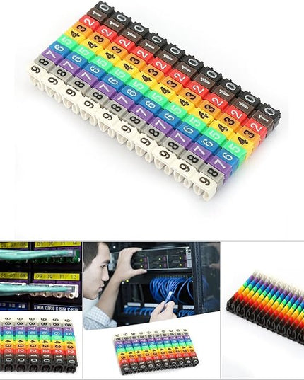 Clip-on String Wire Marking Boxed Plastic Digital Number Wire Label Tube Set Colorful Cable Marker (100PCS -2.5MM)