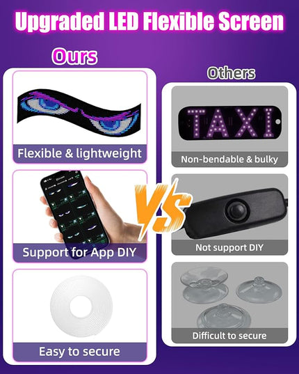 35"*8" Flexible Advertising LED Sign with 21-Key Remote and APP Control,Custom Animations, Patterns & Text,for Store,Hotel,School,Bar