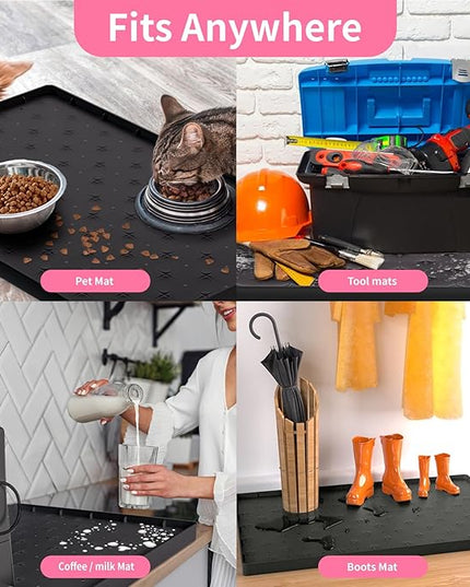 Sdpeia Under Sink Mat 31"×22" Waterproof Silicone Cabinet Liner & Sink Protector for Kitchen & Bathroom, Multi-Purpose Organizers Tray for Pets, Laundry, Cat Litter Mat, Black