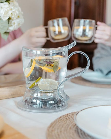 GROSCHE Aberdeen Tea Infuser Teapot & Smart Tea Maker - BPA-Free, Drip-Free Design | Coaster | Easy Brew | Easy Clean Steeper | Loose Leaf Brewing - Stylish Design | 17.7 oz - 1000 ml