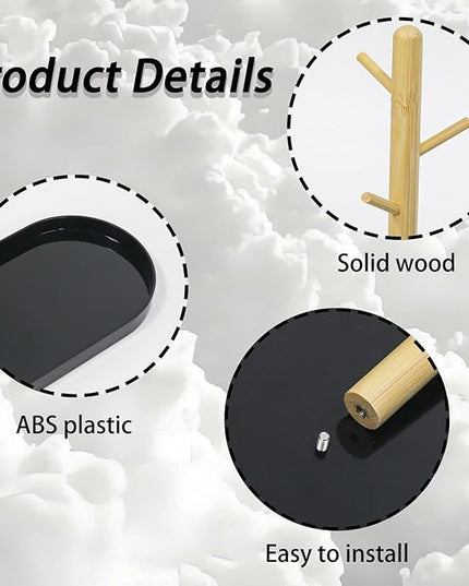 Black Multi-Functional Key Tray, Wood Key Bowl Jewelry Tray, 3-Tier Hanging Organizer for Entryway/Rings Phone Bracelets Watches